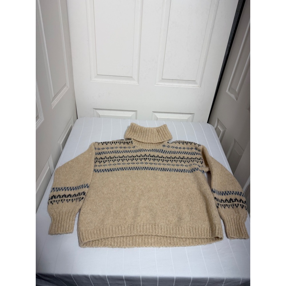 J. Crew Tan Fair Isle Wool Blend Turtleneck Sweater CKP458151535 - Picture 4 of 7